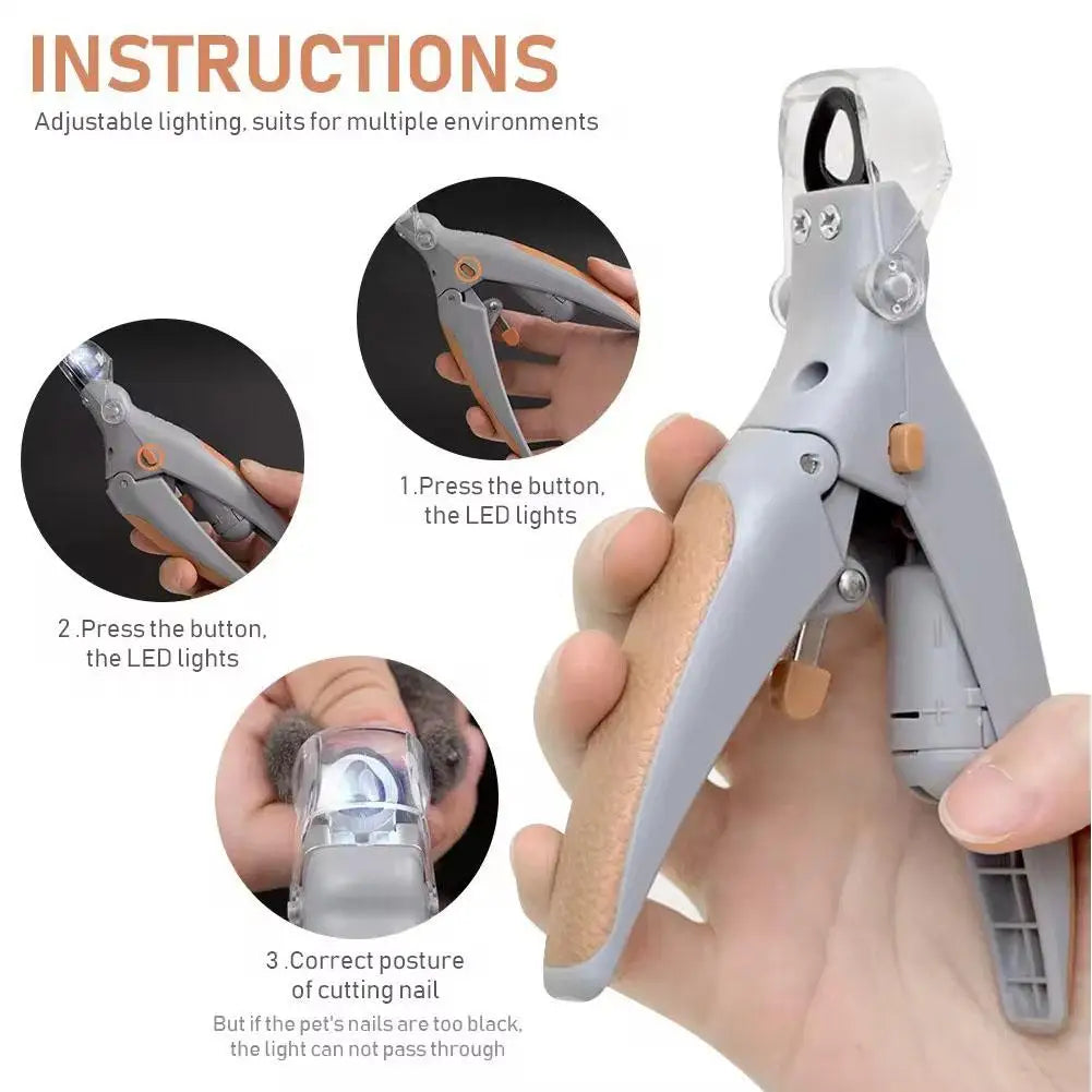 Professional Pet Nail Clippers with Led Light Pet Claw Grooming Scissors for Dogs Cats Small Animals Paw Nail Trimmer Pet Supply